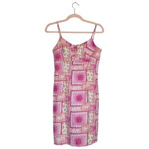 Vintage Y2K Pink Cottagecore Mini Dress B Moss Size XS Floral Patchwork Girlcore